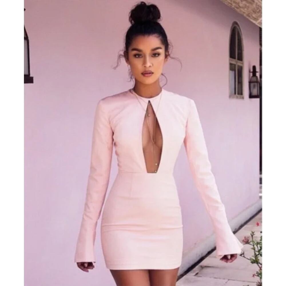 House of CB Blush Pink Long-Sleeve Mini Dress